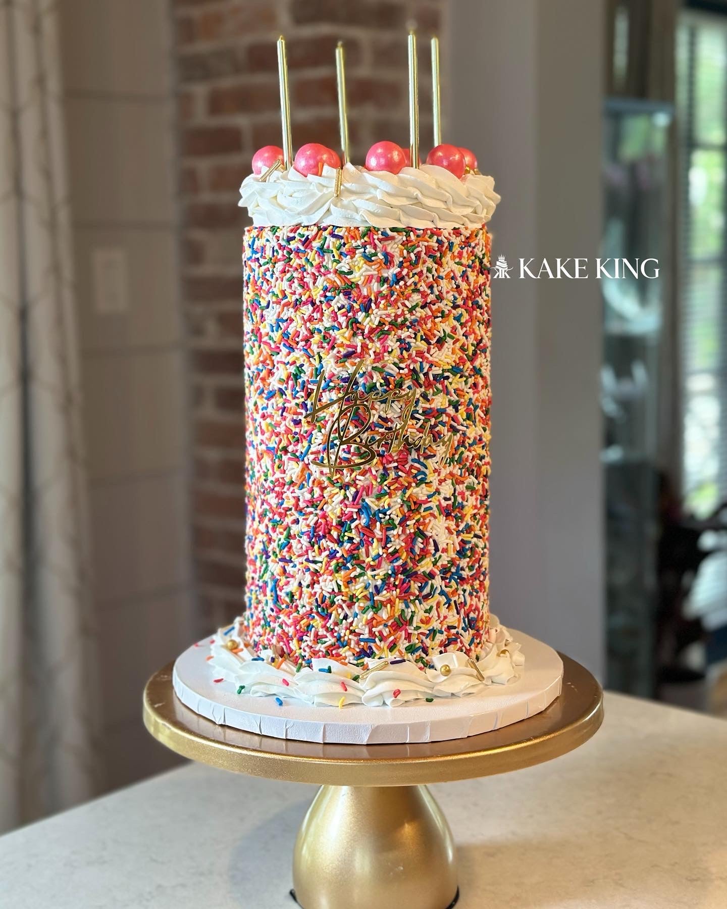 Double Barrel Cake (pink with Gold) - Brenda's Cakes Supply